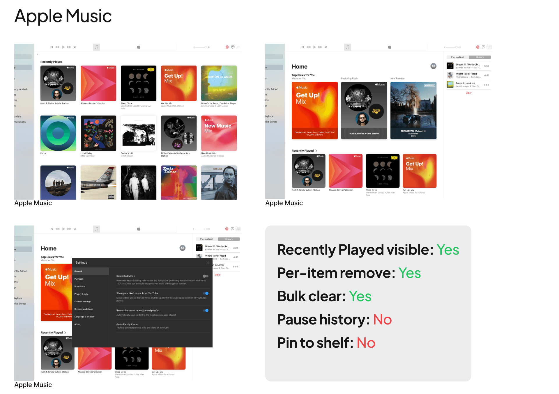 Apple Music reference screen captured for the competitive audit.