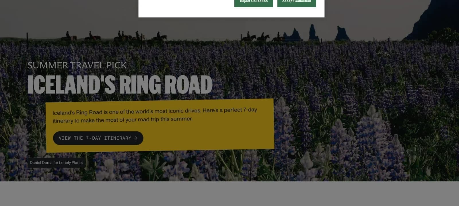 Lonely Planet homepage screenshot — captured live during the competitor audit.