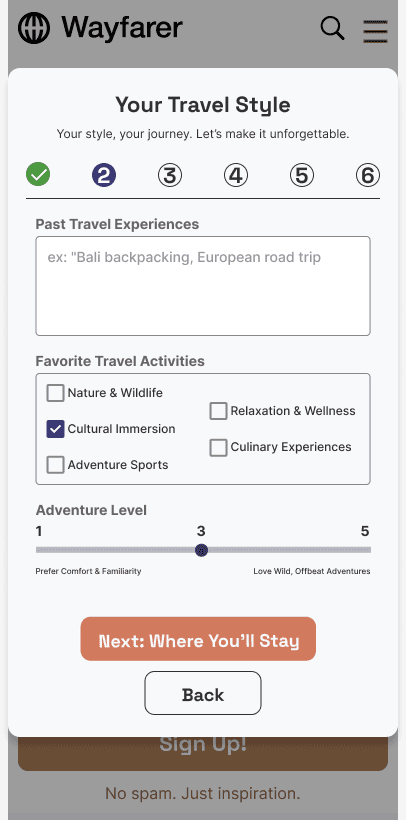Mobile homepage v.7. destinations carousel state.