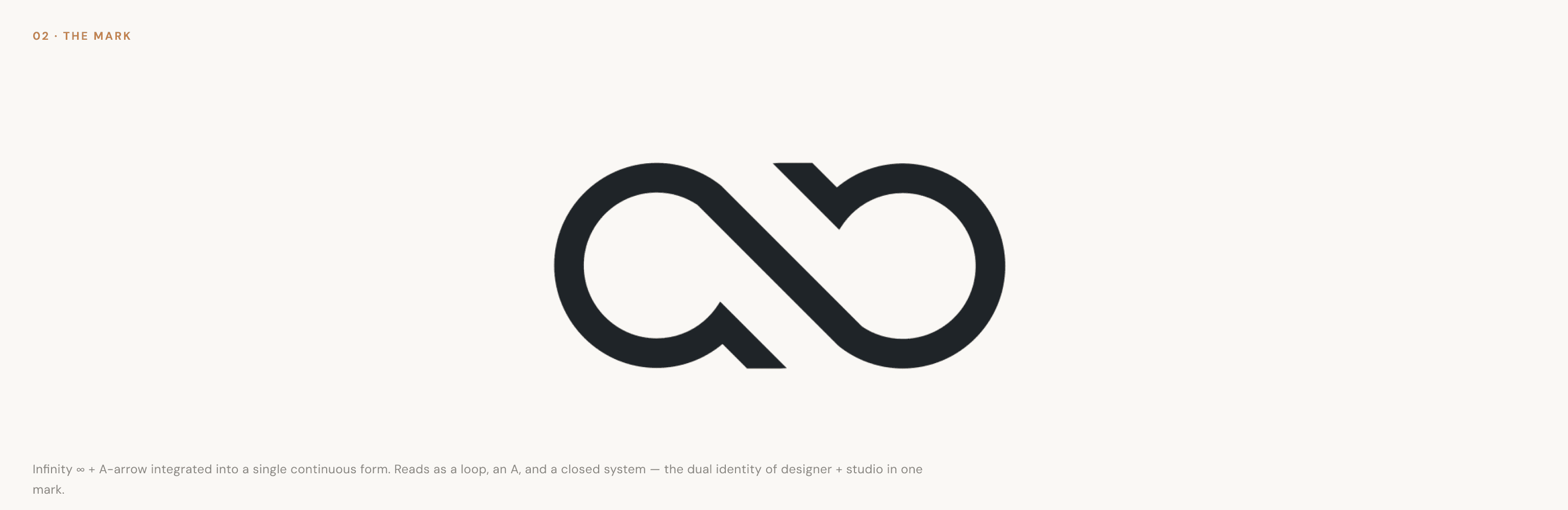 Infinity, an A, and a closed system in one glyph.