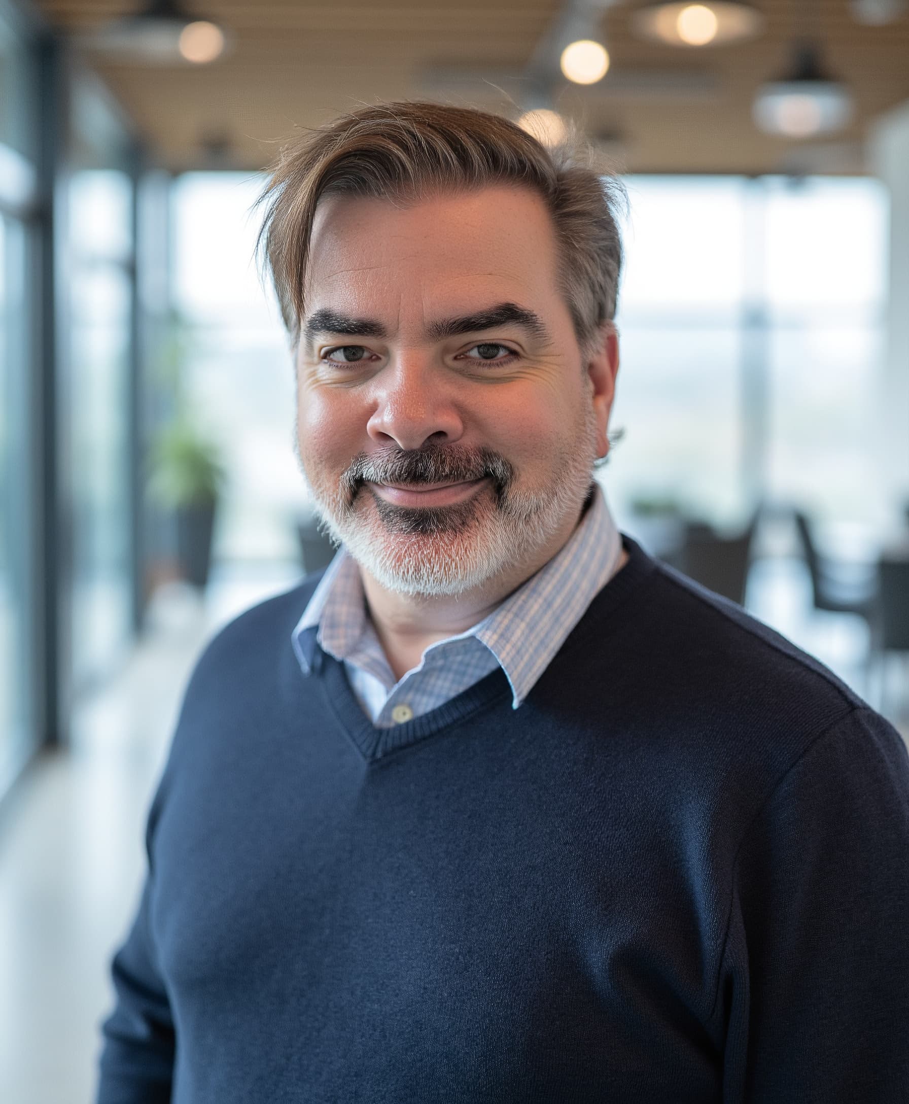 Alfonso Barreiro, Product Designer, in a studio portrait.
