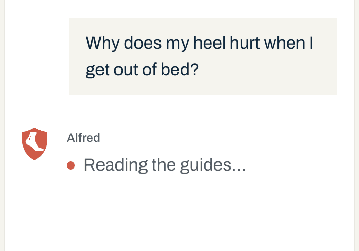 The question, and Alfred’s row reading “Reading the guides…”.